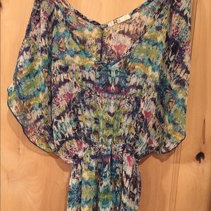 See through multi color top
